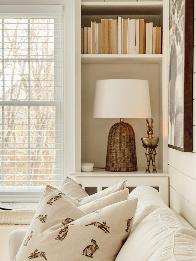 Neutral color palette in the living room for cozy winter decor.
