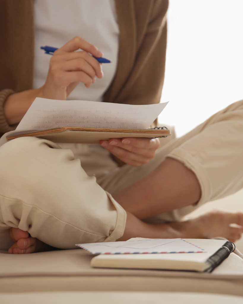 Writing snail mail to friends and family on lazy weekend spent at home.