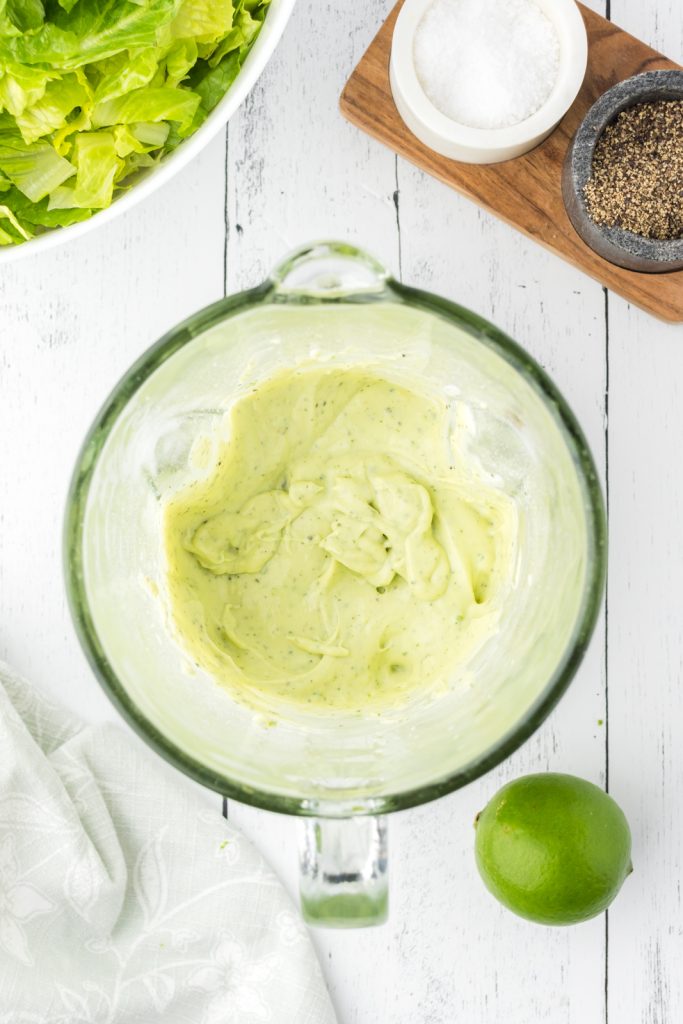 Avocado lime dressing for the copycat Chick-fil-a Cobb salad recipe.