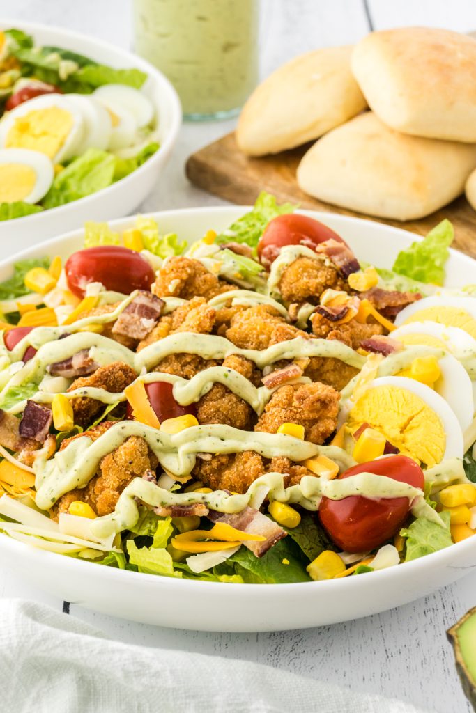 Chick-fil-a copycat Cobb salad recipe with avocado dressing.