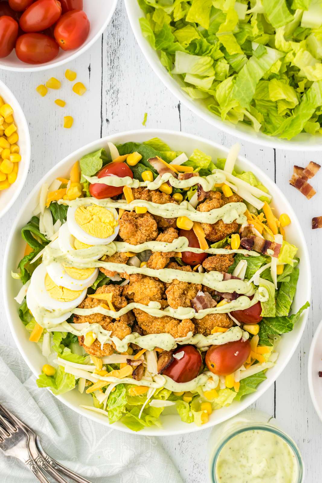 Chicken Cobb salad recipe made in your own kitchen at home.