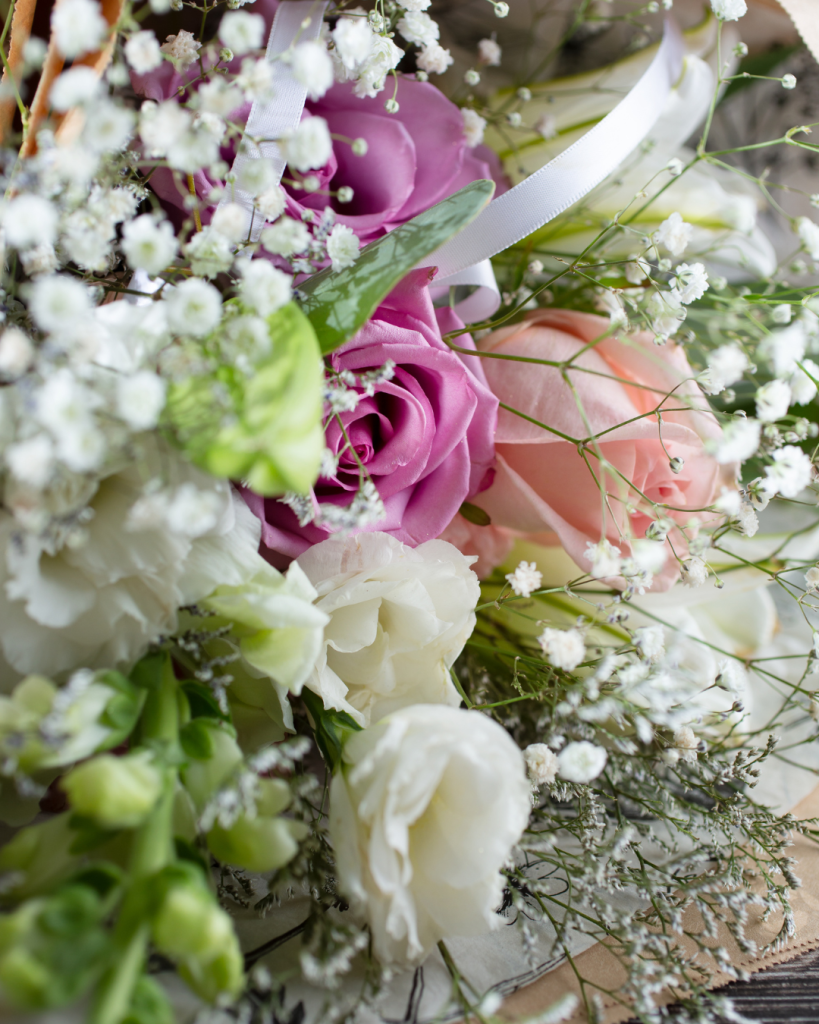 Easter bouquet with fresh flowers for an Easter celebration.