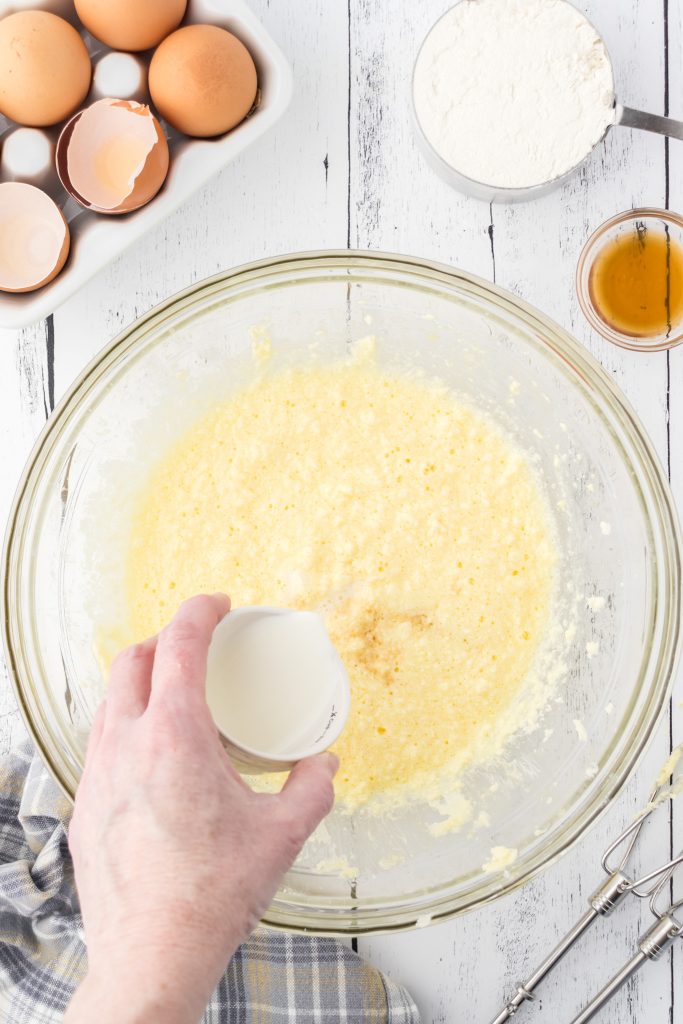 With a hand mixer beat the vanilla extract & heavy cream into the egg mixture.