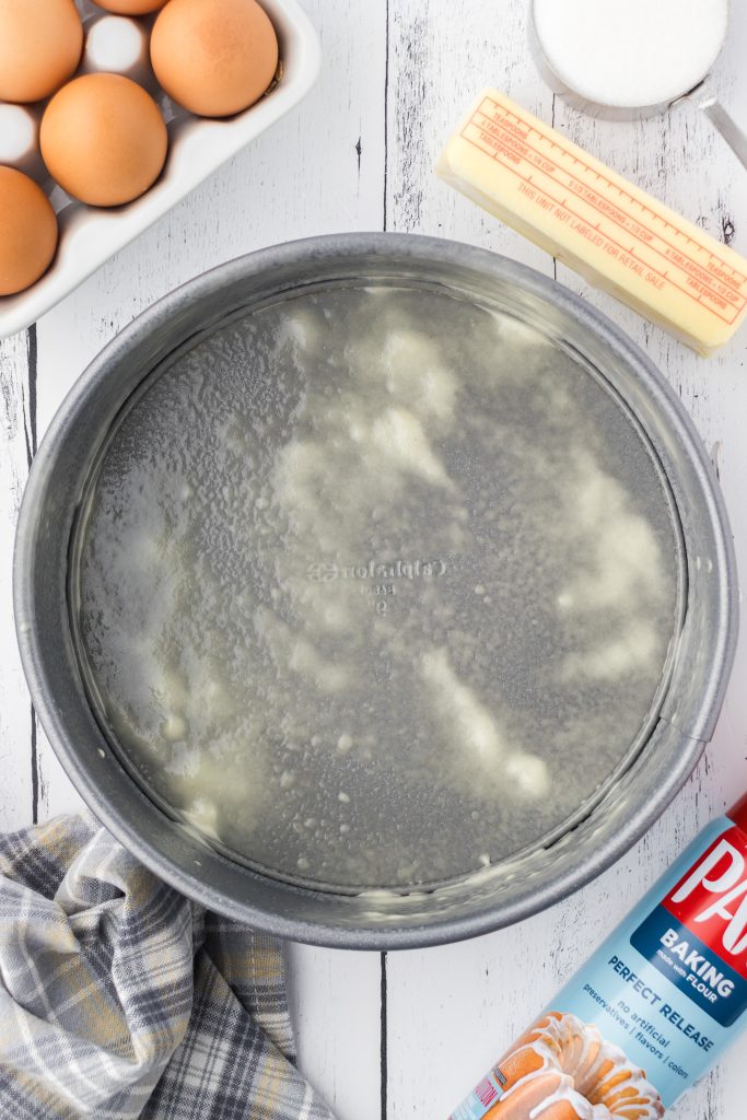 Spray a springform pan with cooking spray to help release the Irish dessert.