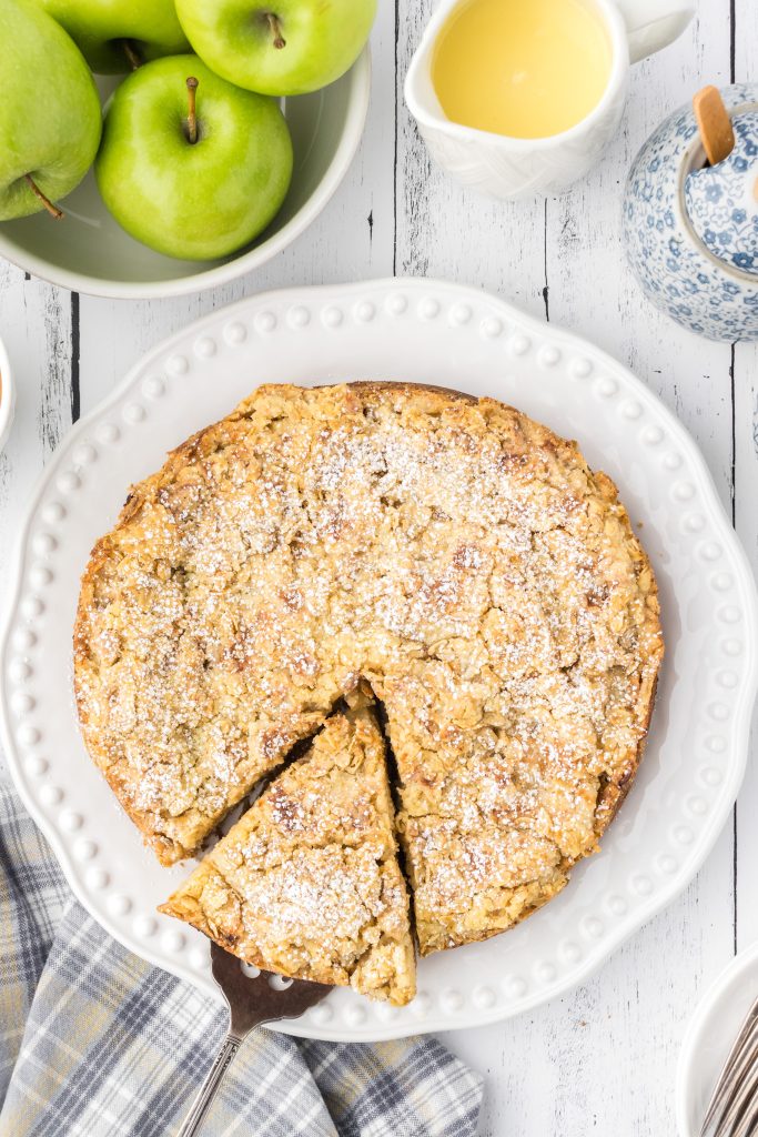 Traditional Irish dessert made with large apples, cinnamon, vanilla extract, and other baking ingredients.