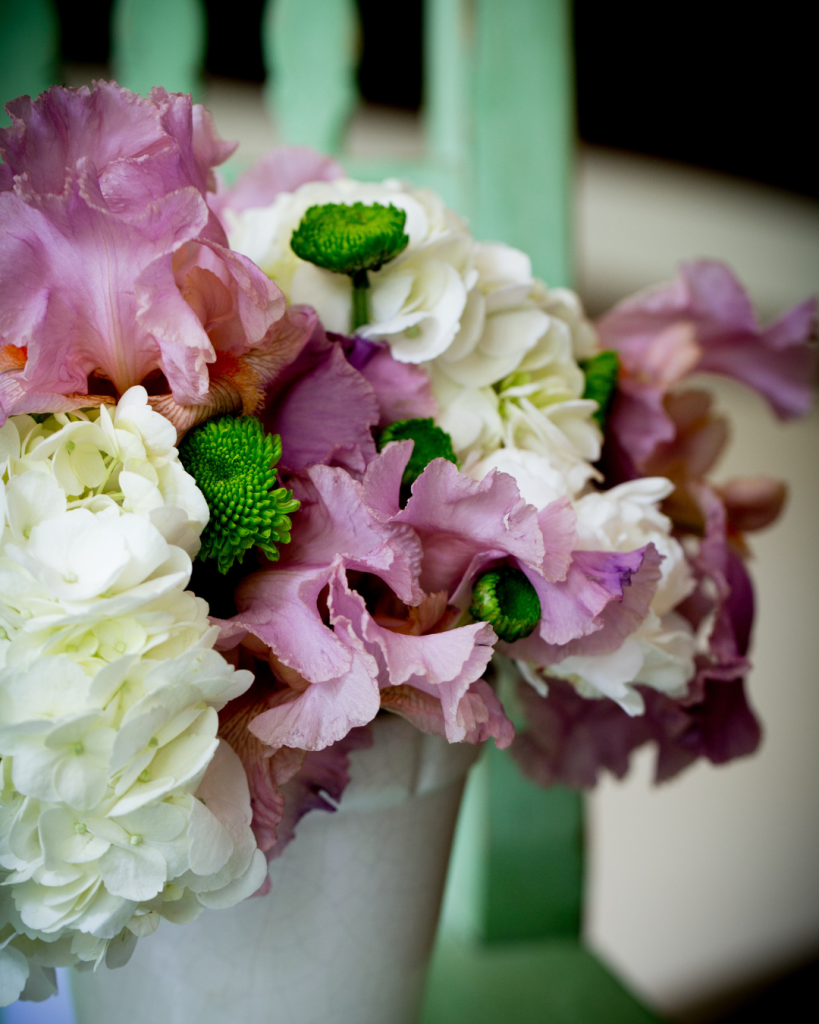 Create a beautiful bouquet with spring blooms like the iris.