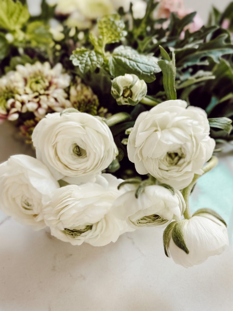White ranunculus for beautiful Easter centerpieces this spring.