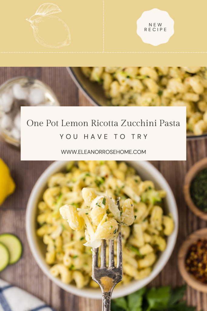 Pinterest graphic one post lemon butter ricotta zucchini pasta recipe.