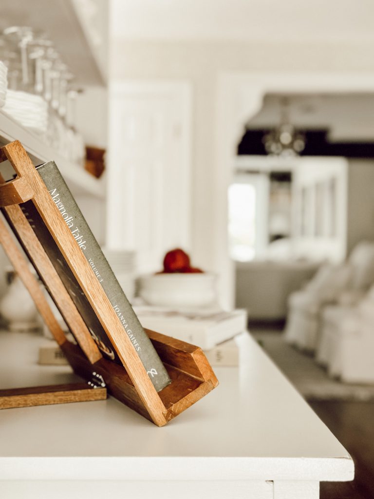 Kitchen hutch decor is a great place to style dishes you use everyday along with decorative accents.