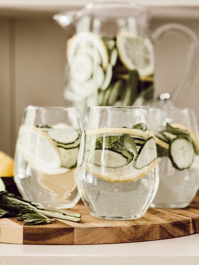 Refreshing and easy cucumber lemon mint infused water recipe.