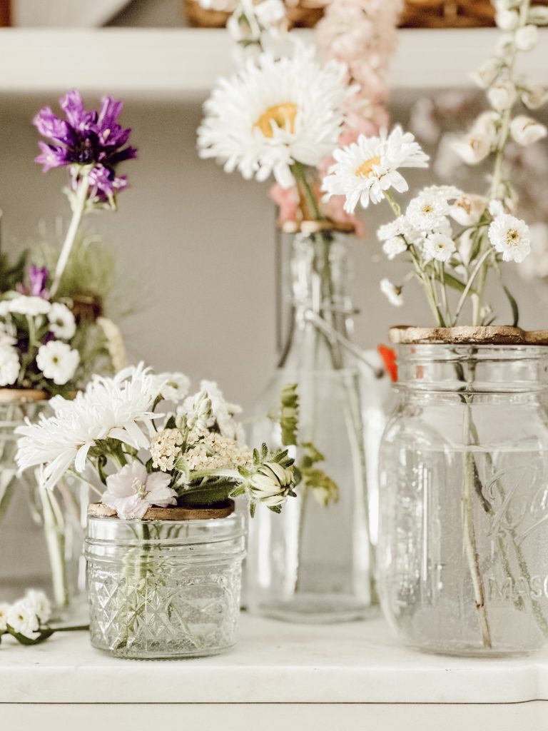 DIY project with white Crayola air dry clay to create flower frogs for home decor.