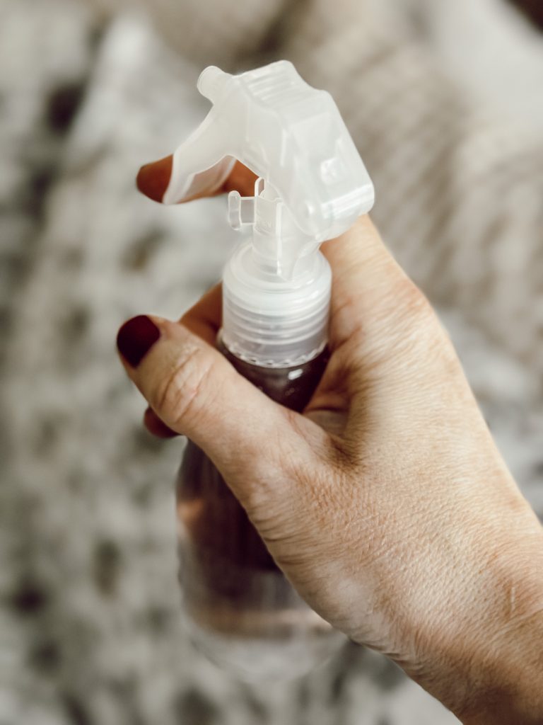 Use fresh lavender to make a DIY linen spray to spray on sheets, bedding, and pillows.
