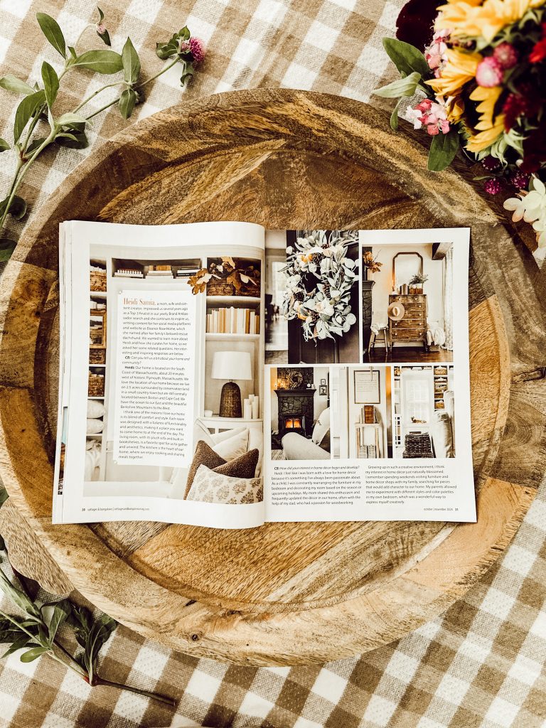 Fall magazine feature with ideas on how to decorate your home for fall.