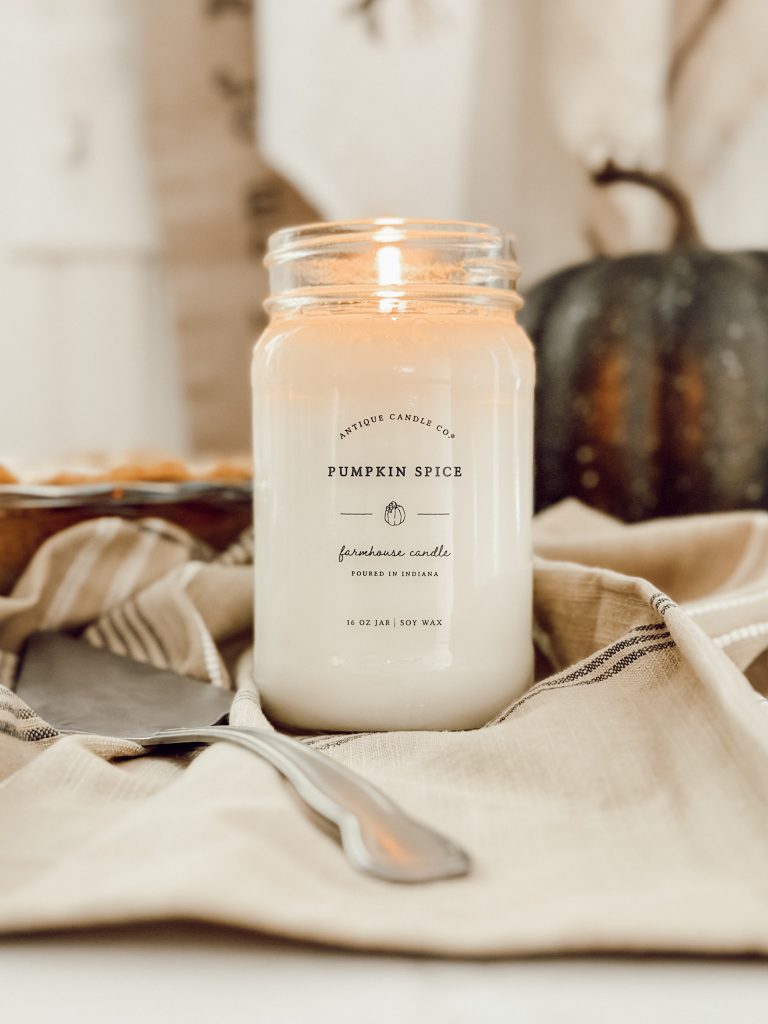 Pumpkin spice candle adds the scent of fall to your home on cozy fall days.
