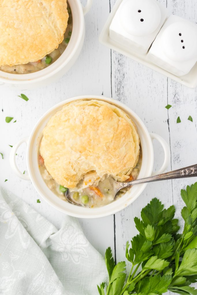 Family's favorite chicken pot pie casserole recipe that everyone will love.
