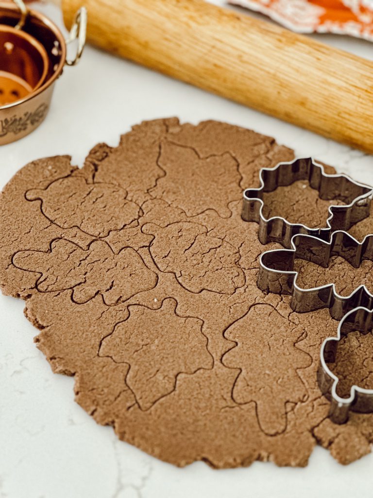 DIY Wreath for fall decor using pumpkin spice salt dough cut out into leaf shapes.