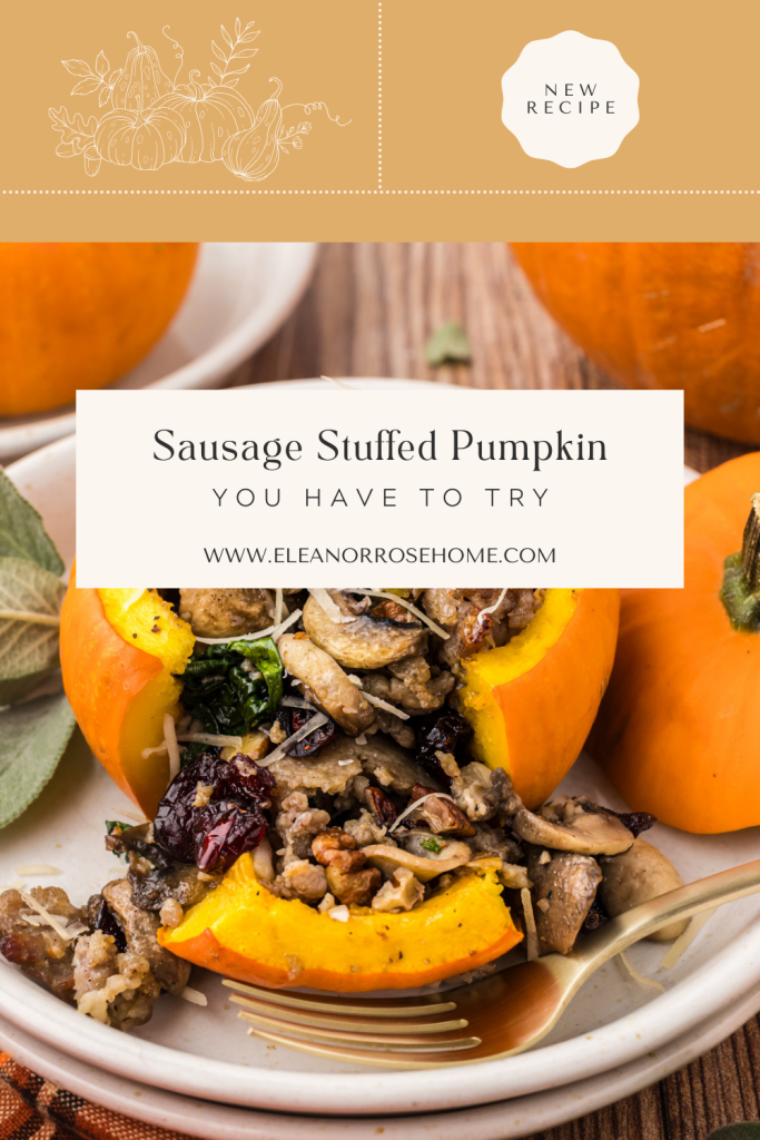 New fall recipe sausage stuffed pumpkin for a delicious dinner.
