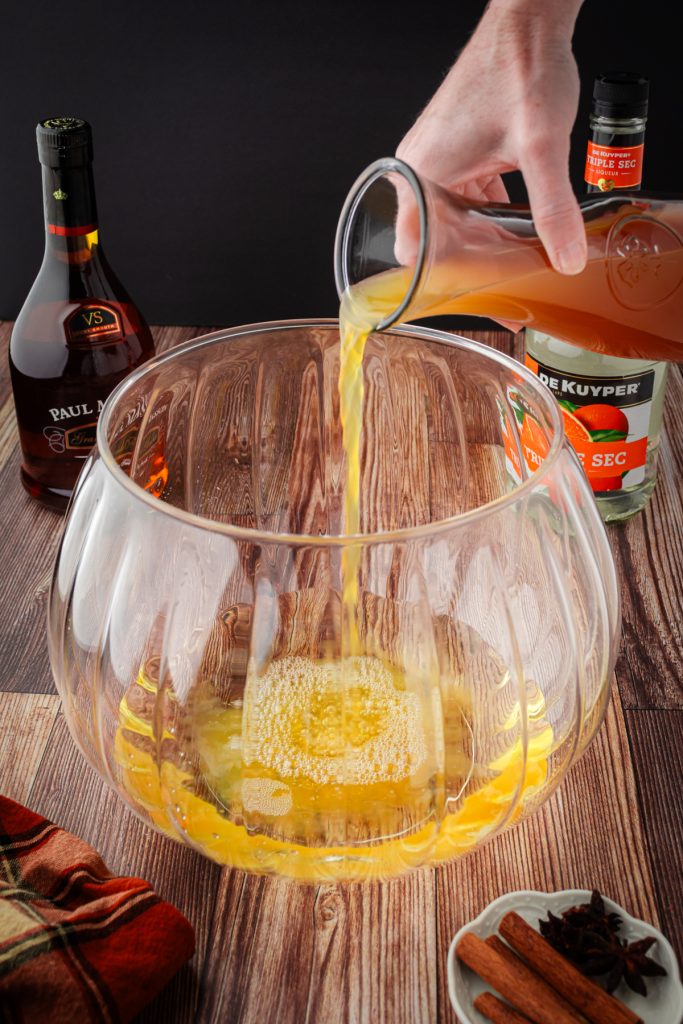 Sweet apple cider mixed into dry white wine to create the base of this tasty beverage.