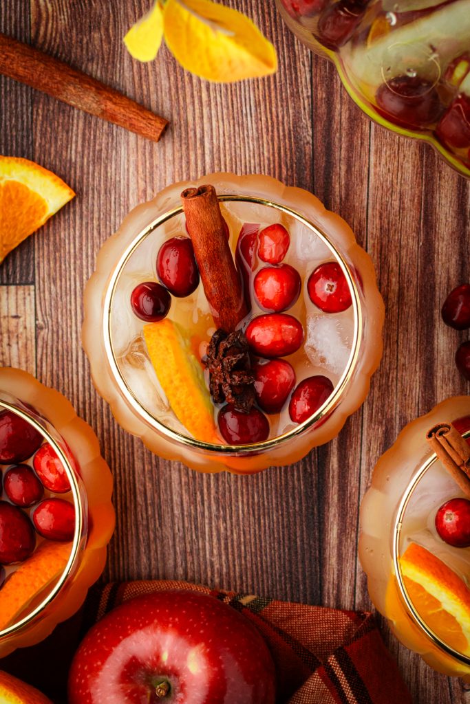 White wine sangria for the Thanksgiving holiday and holiday season.