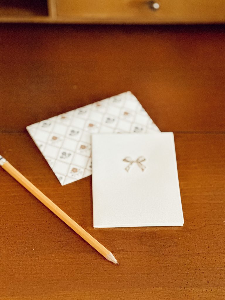 Keep your desk functional with plenty of room to write with pencils and notecards.