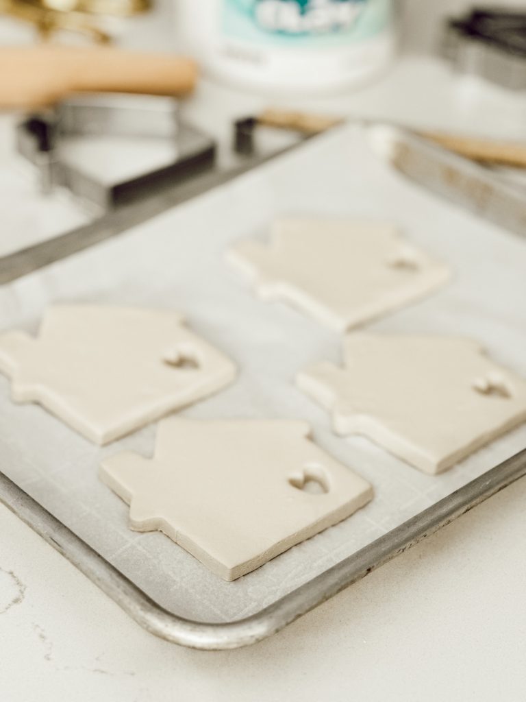 Allow the handmade coasters to dry on a wax paper lined baking sheet.