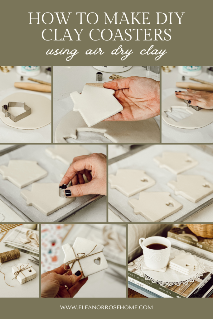 Pinterest graphic for how make clay coasters with Crayola air dry clay.