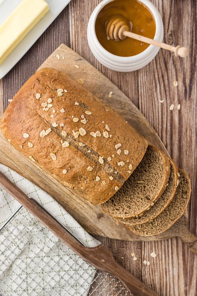 A loaf of the best Irish honey bread using a traditional recipe of bread flour, Guinness Stout, and honey.