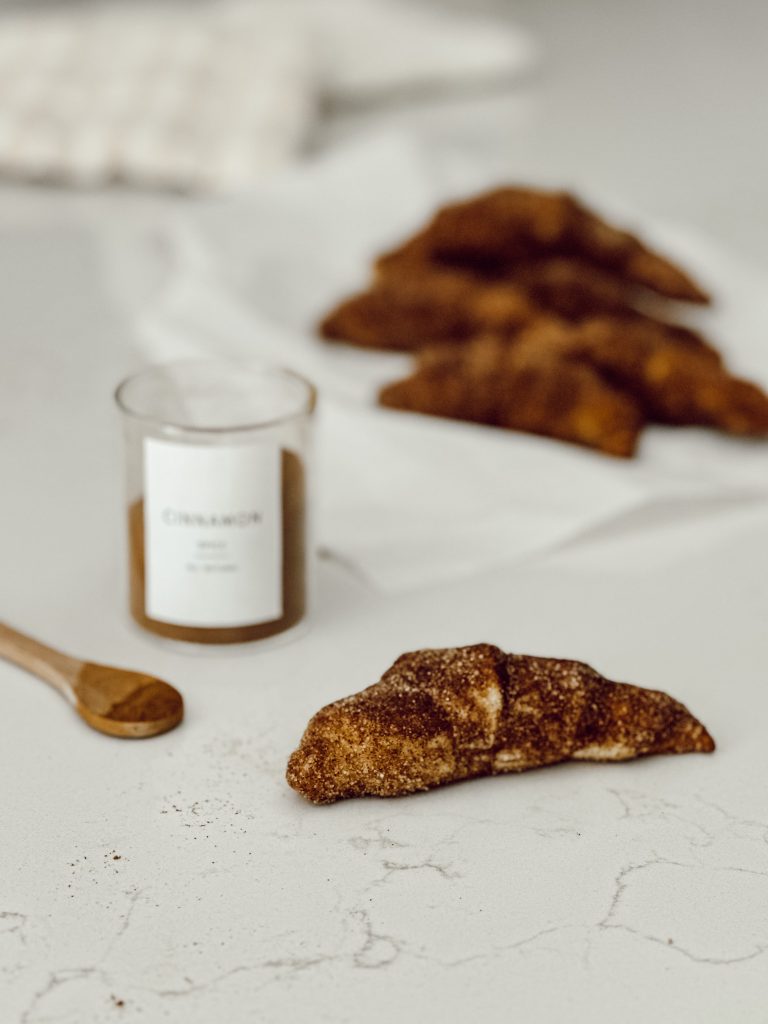 Easy churros recipe made with crescent rolls, ground cinnamon, white sugar, and melted butter.