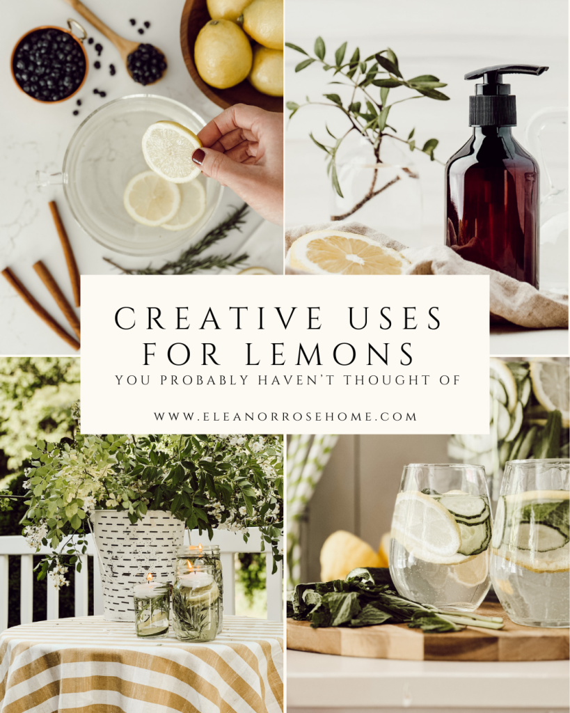 Pinterest graphic with different ways to use lemons around your home.