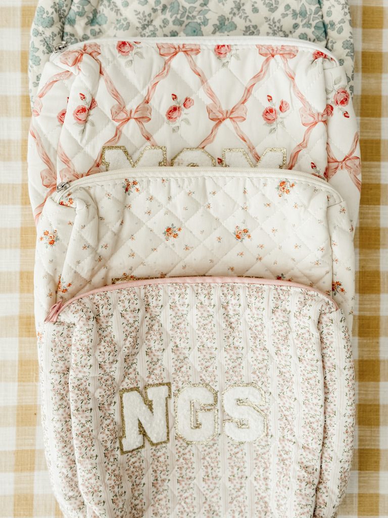 These customized floral toiletry bags are a Stoney Clover Lane dupe.