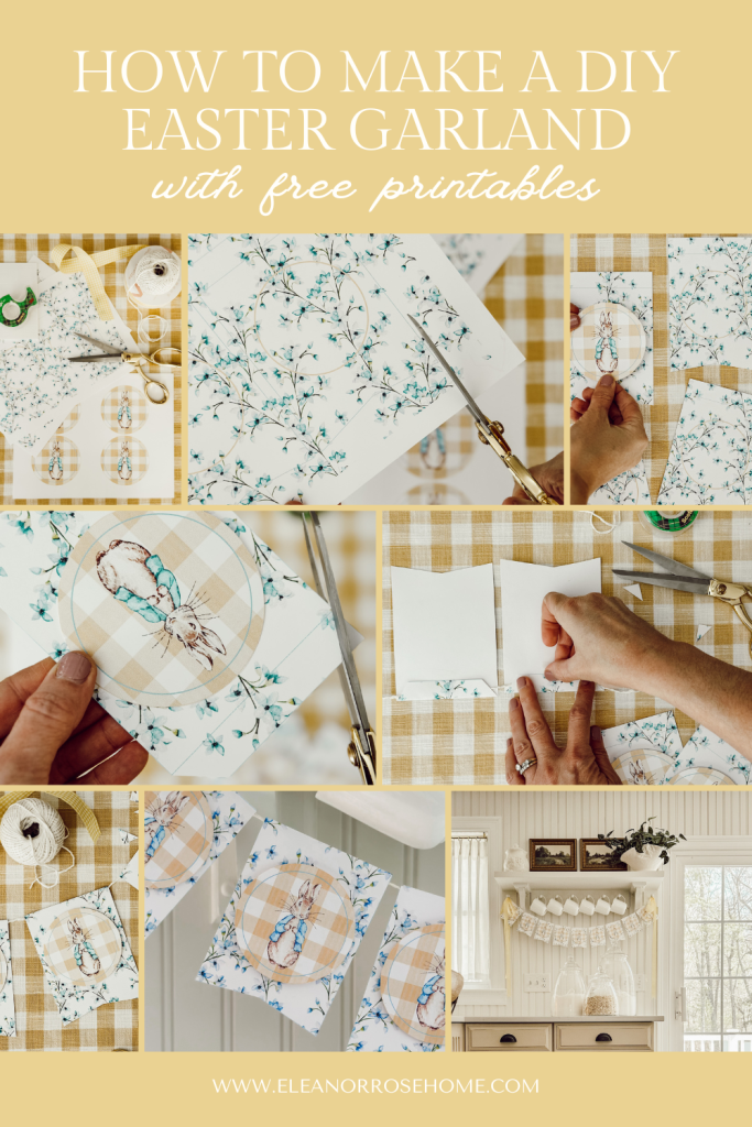 Yellow pinterest graphic how to make a simple DIY easter garland.