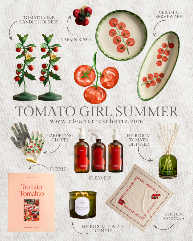 Products for your home and lifestyle to create a tomato girl summer.