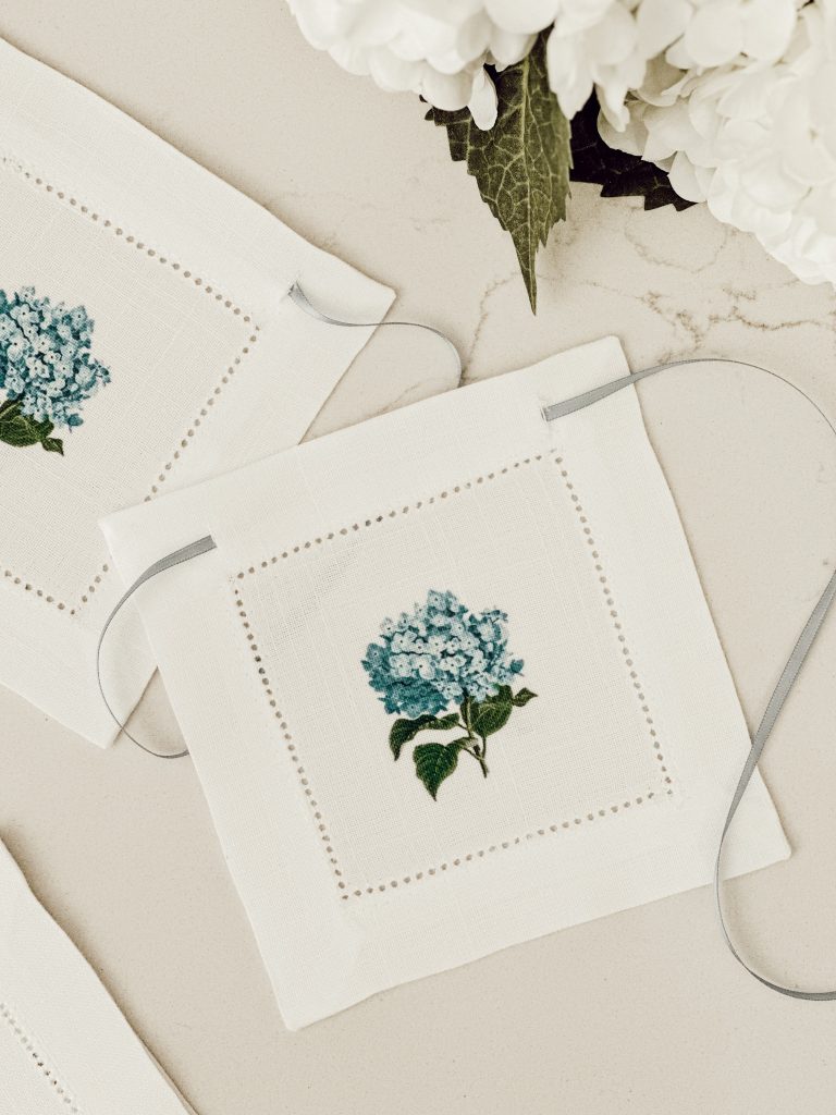 DIY coaster garland ready for hanging on our kitchen hutch.