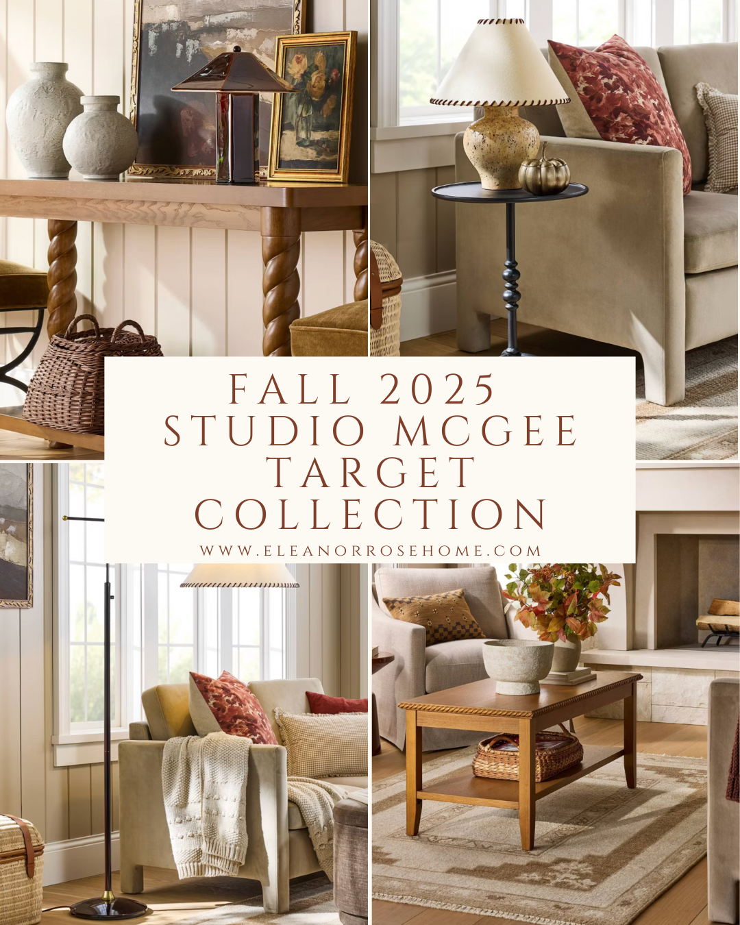 Pinterest graphic fall 2025 Studio McGee Target collection designed by Shea McGee.
