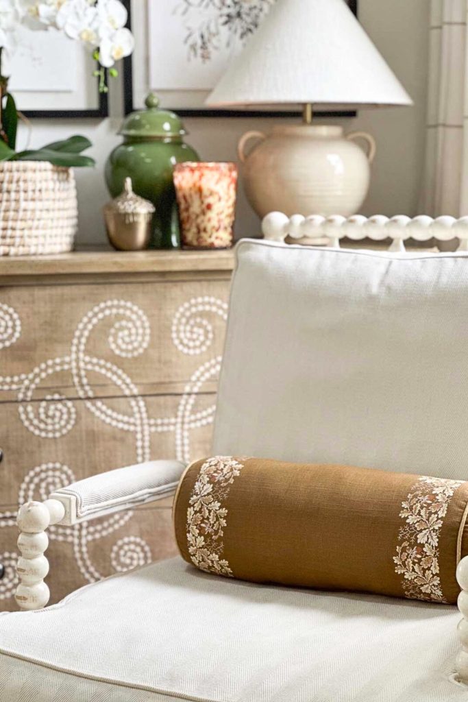 Weekly Wednesday Wish List #217 StoneGable blog chair with fall throw pillow.