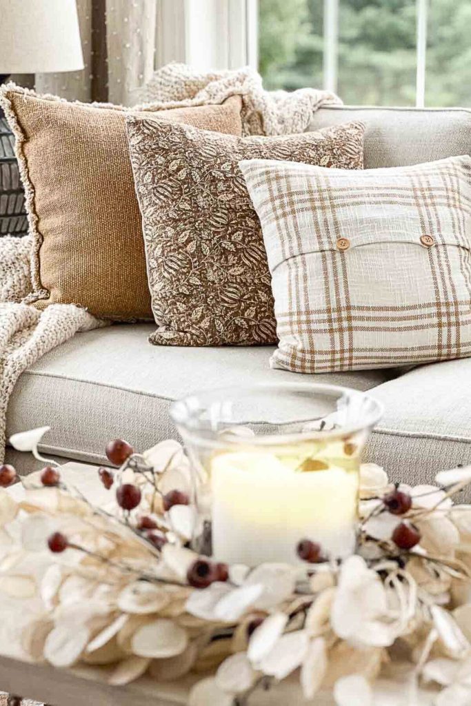 Weekly Wednesday Wish List #219 StoneGable living room couch with throw pillows.