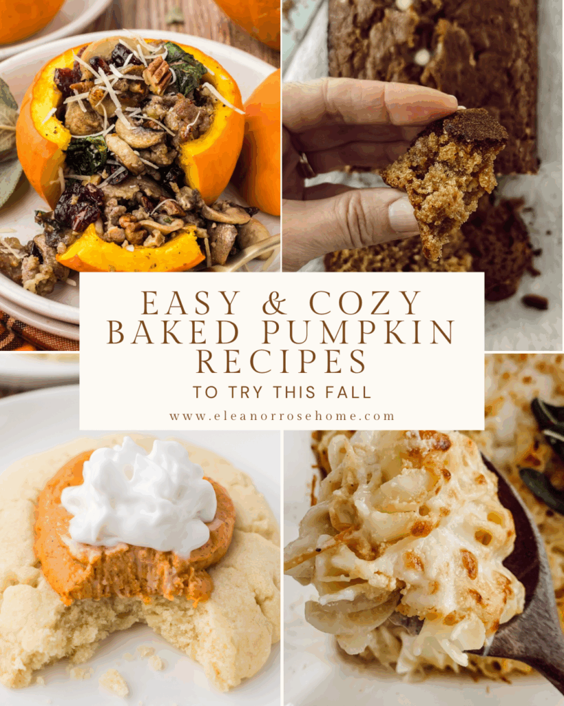 Pinterest graphic easy cozy baked pumpkin recipes to try this fall that you'll love.