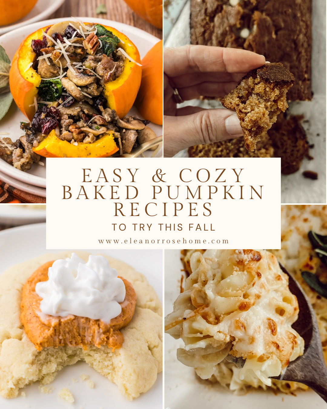 Pinterest graphic easy cozy baked pumpkin recipes to try this fall that you'll love.