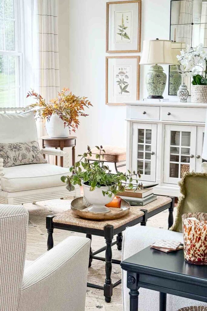Weekly Wednesday Wish List #223 StoneGable blog living room decorated for fall.