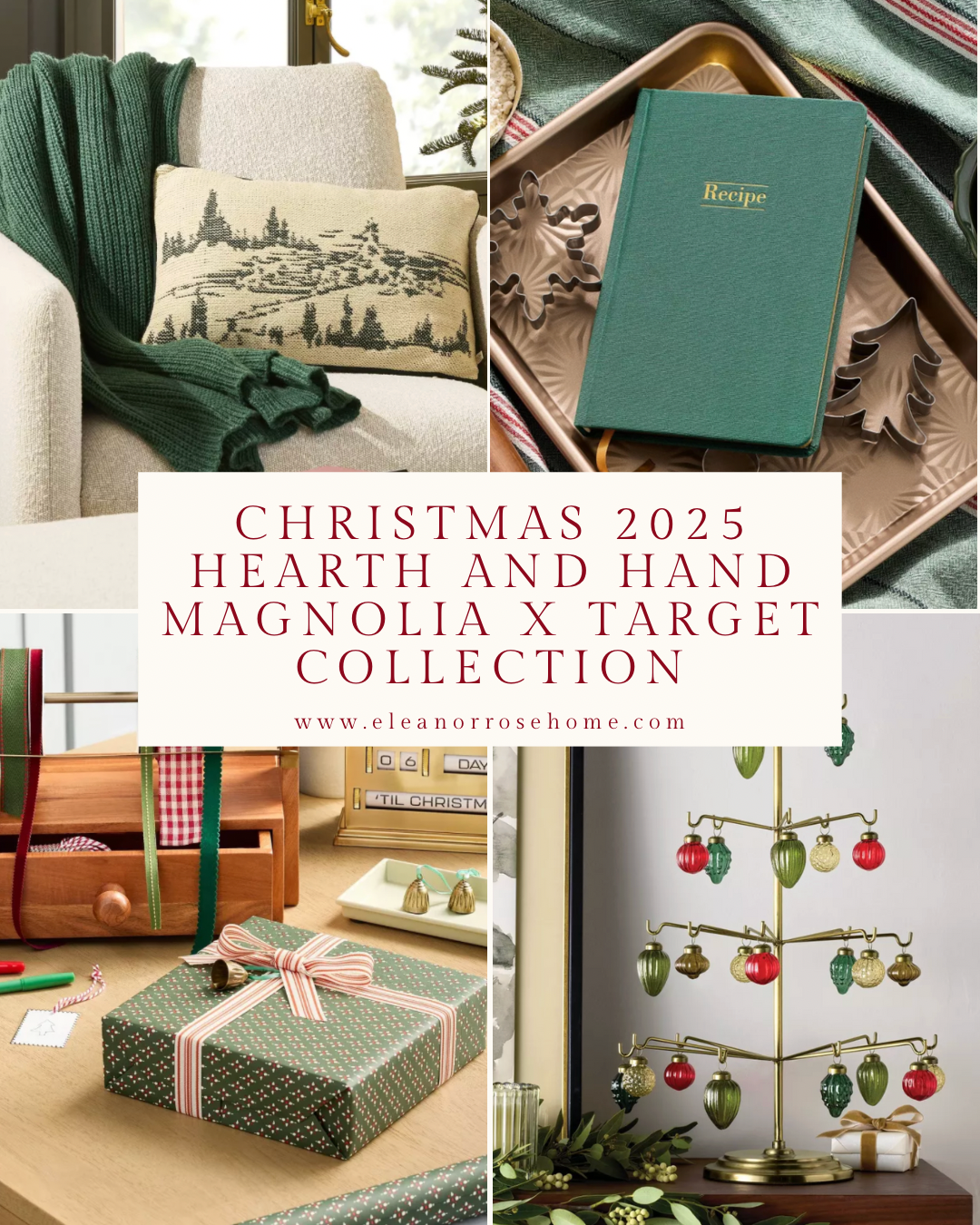 Pinterest graphic Hearth and Hand 2025 Christmas collection at Target with Magnolia.
