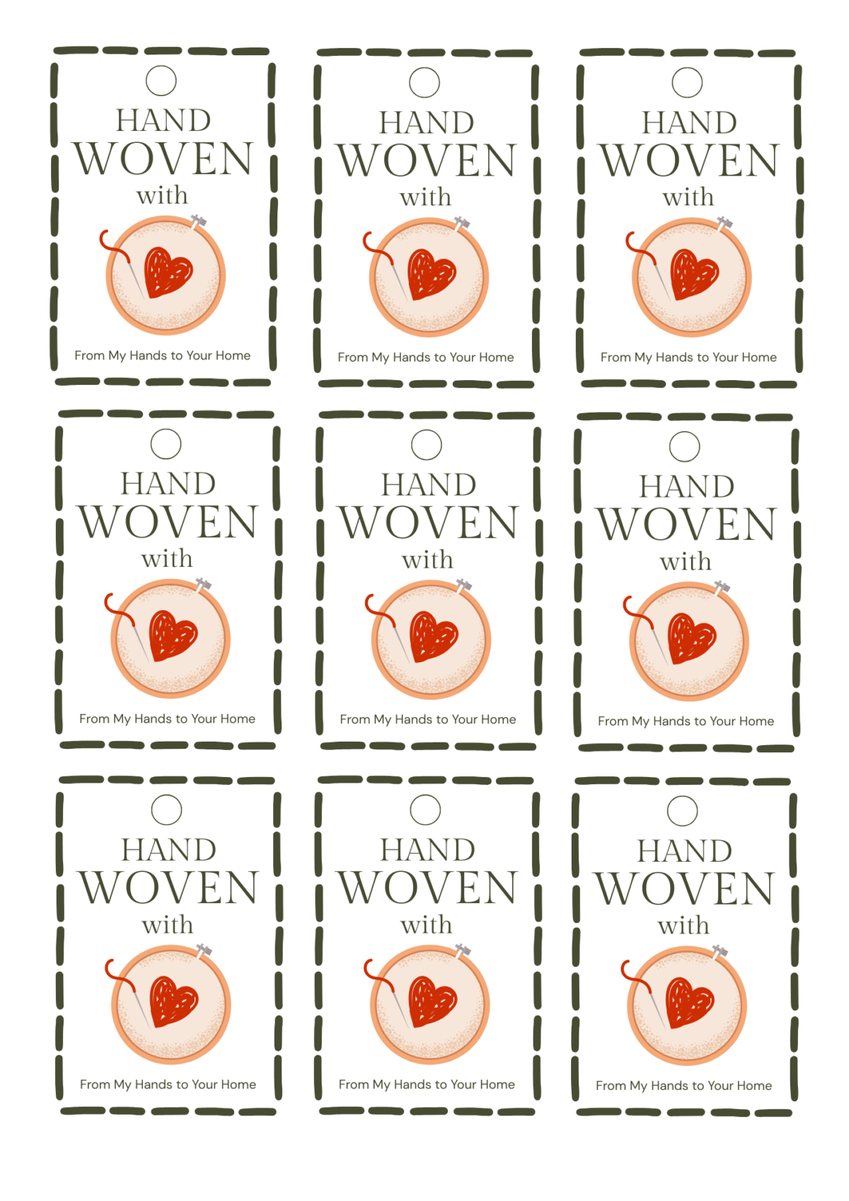 Eleanor Rose Home hand woven with love printable gift tags.