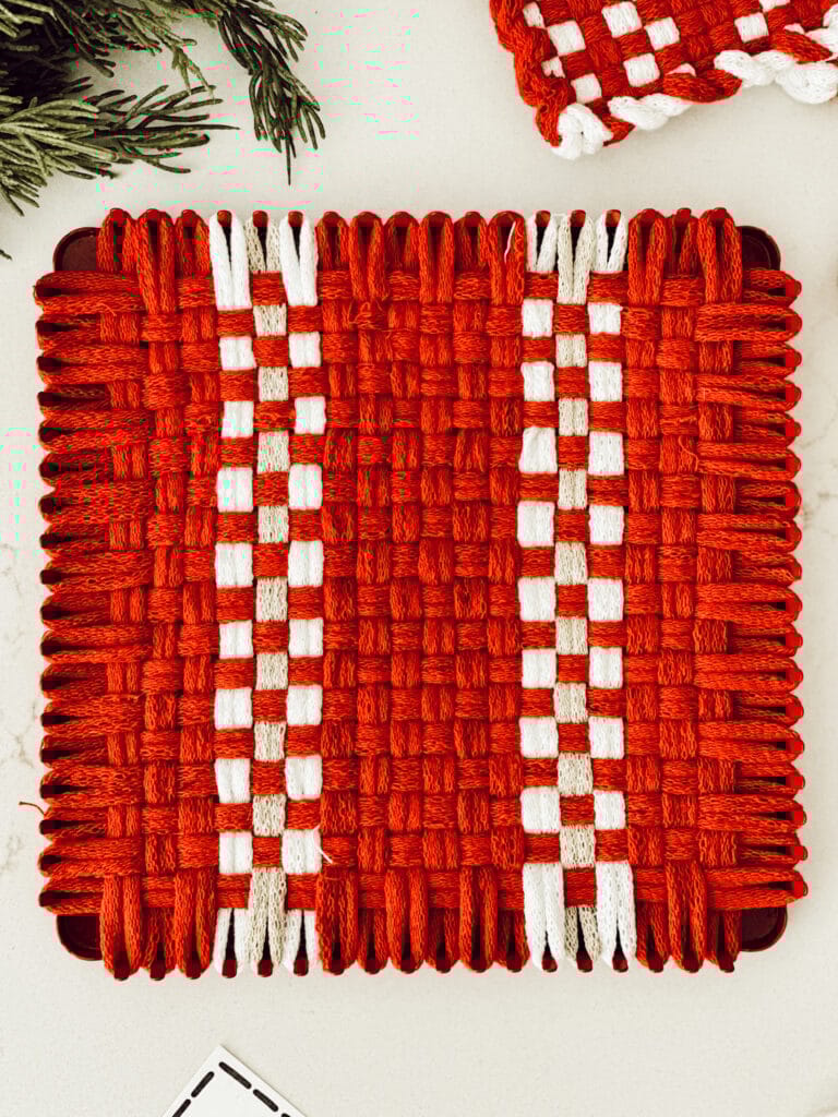 Handmade DIY potholder for Christmastime.