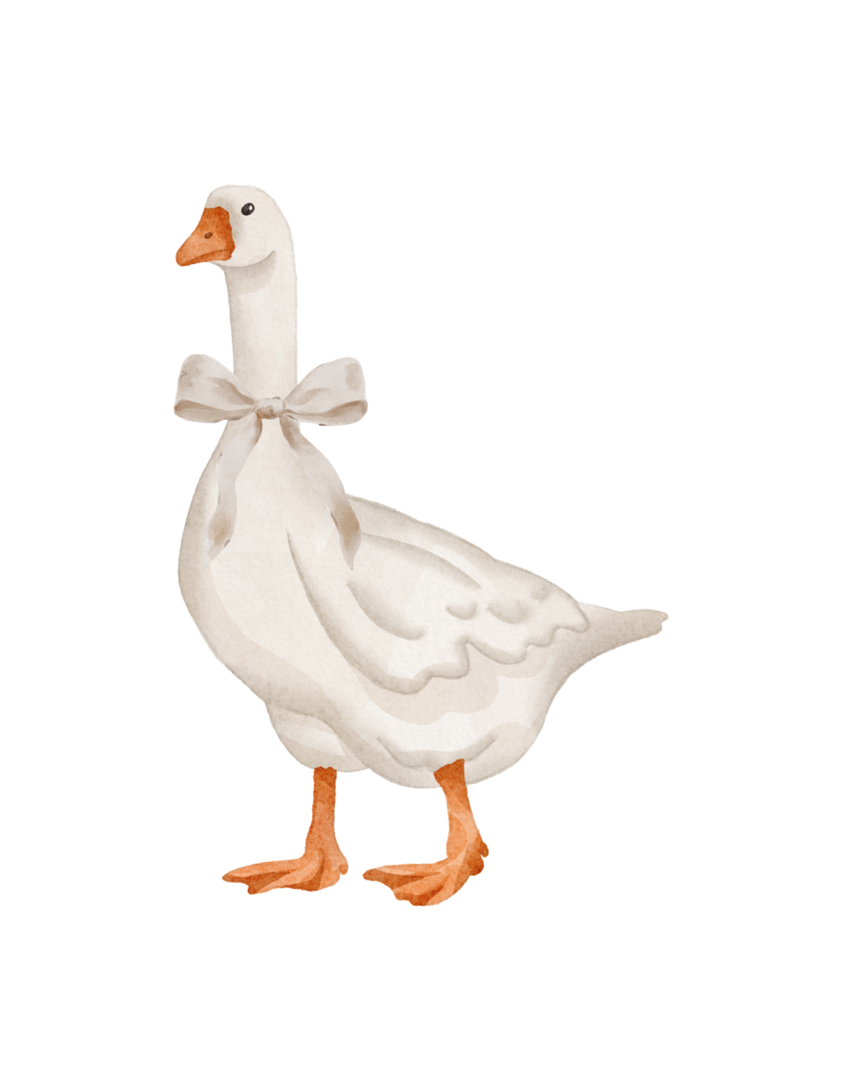 Duck with white bow tied around neck for our free spring printable art launch.