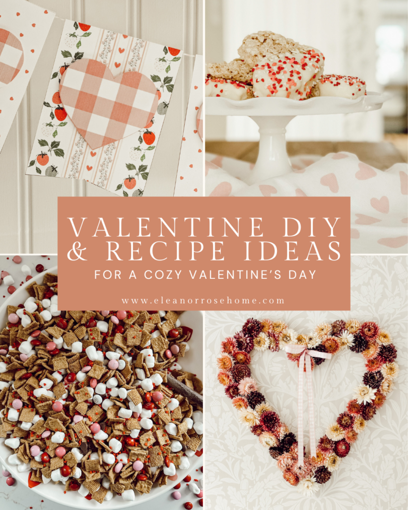 Easy Valentine DIY and recipe ideas for a cozy Valentine's Day at home.