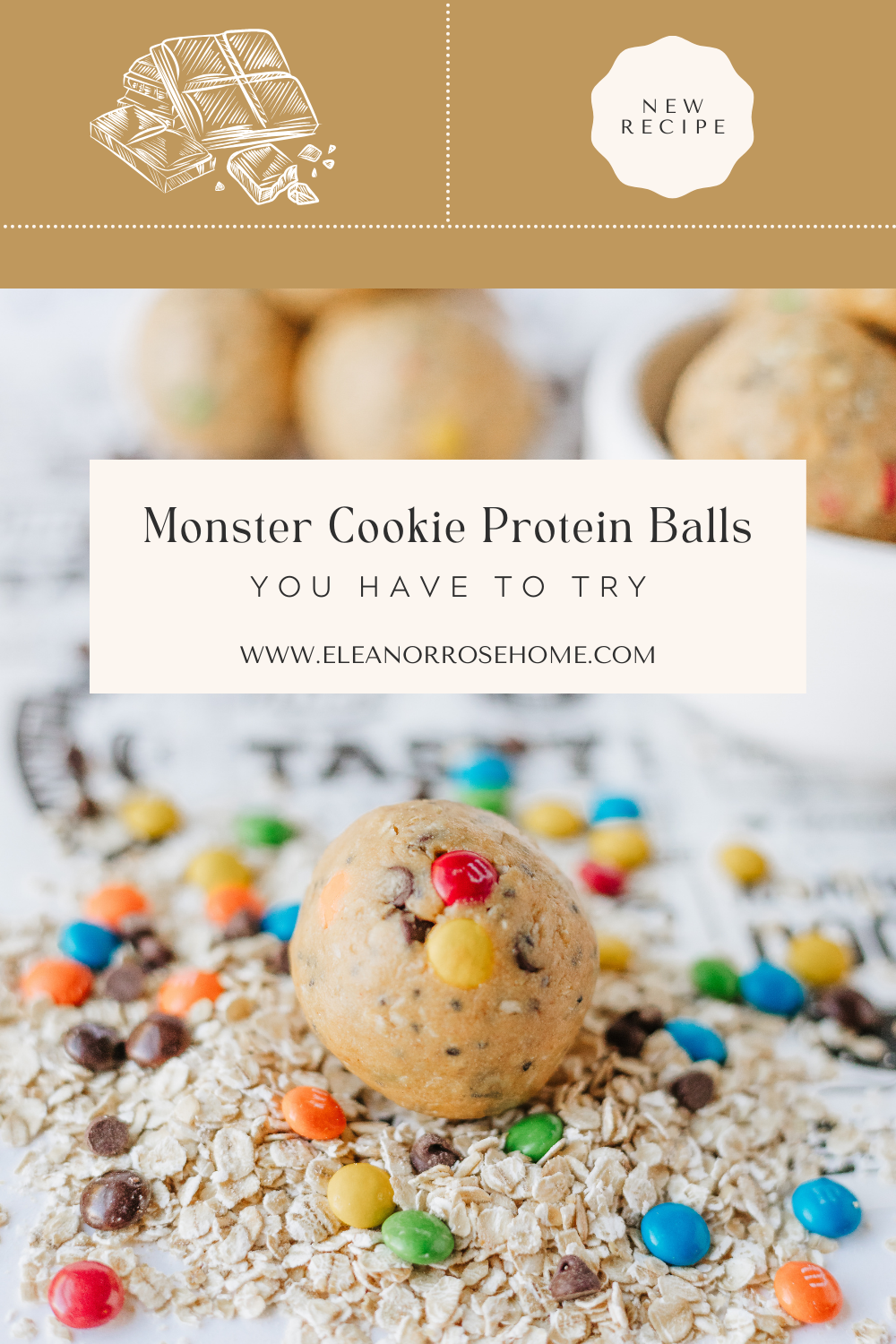 Pinterest graphic monster cookie protein balls recipe you have to try.