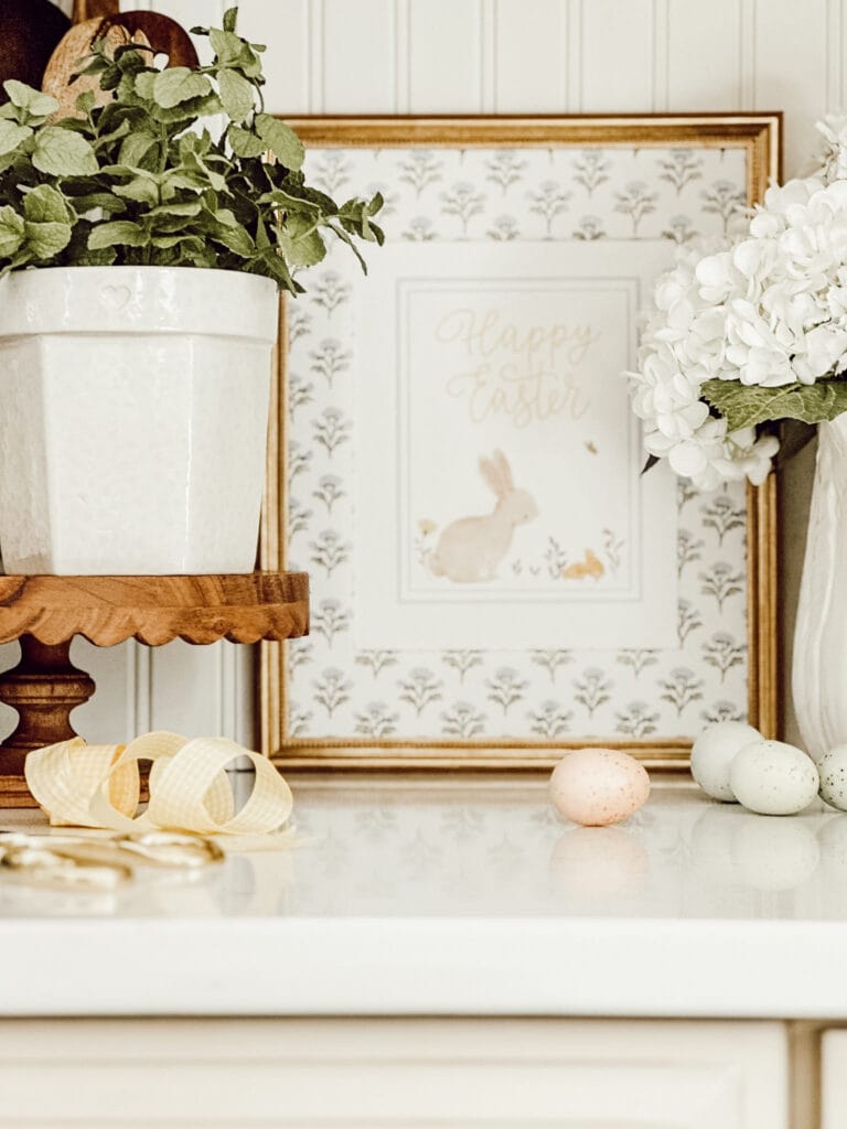 Cottage inspired Easter printable wall art for update your spring decorations on a budget.
