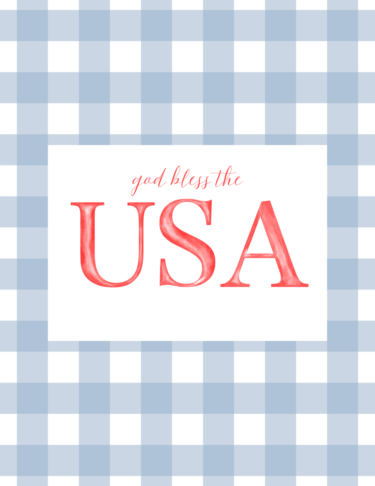 God bless the USA with blue gingham background.