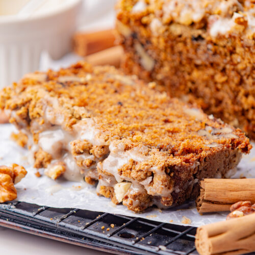 Coffee cake with cinnamon and maple flavors for breakfast or dessert.