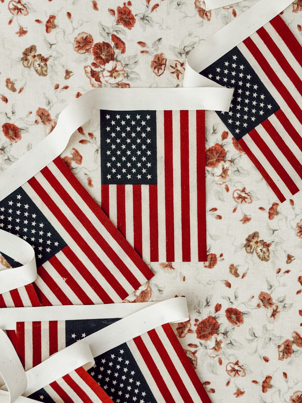 DIY flag garland for 4th of July, Memorial Day, or Labor Day.