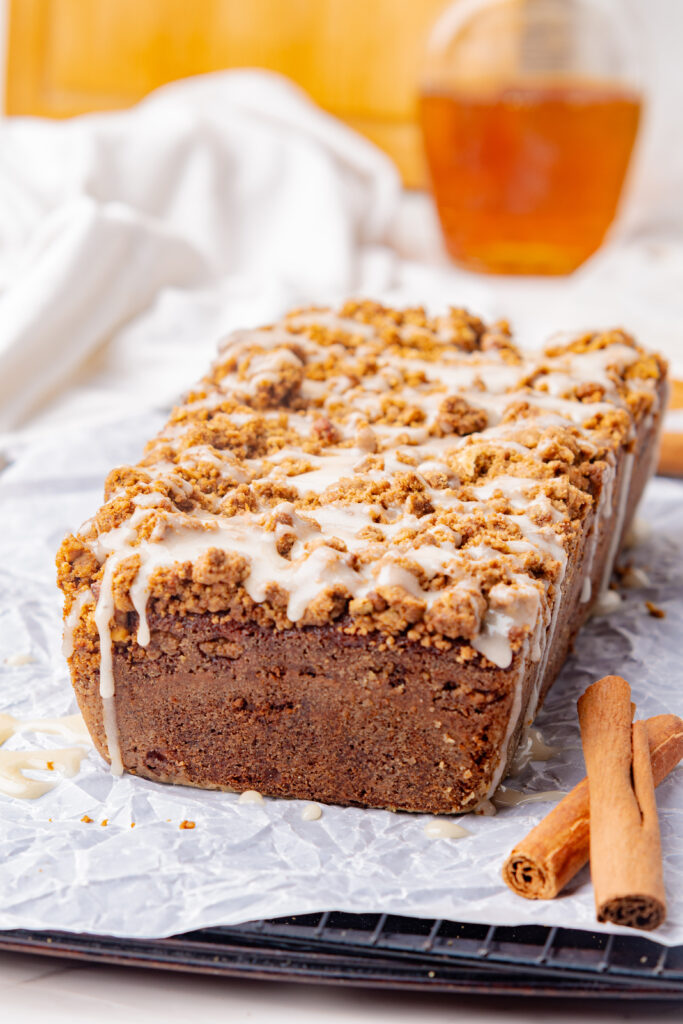 This coffee cake is a fall inspired treat for breakfast or dessert full of maple syrup flavor.
